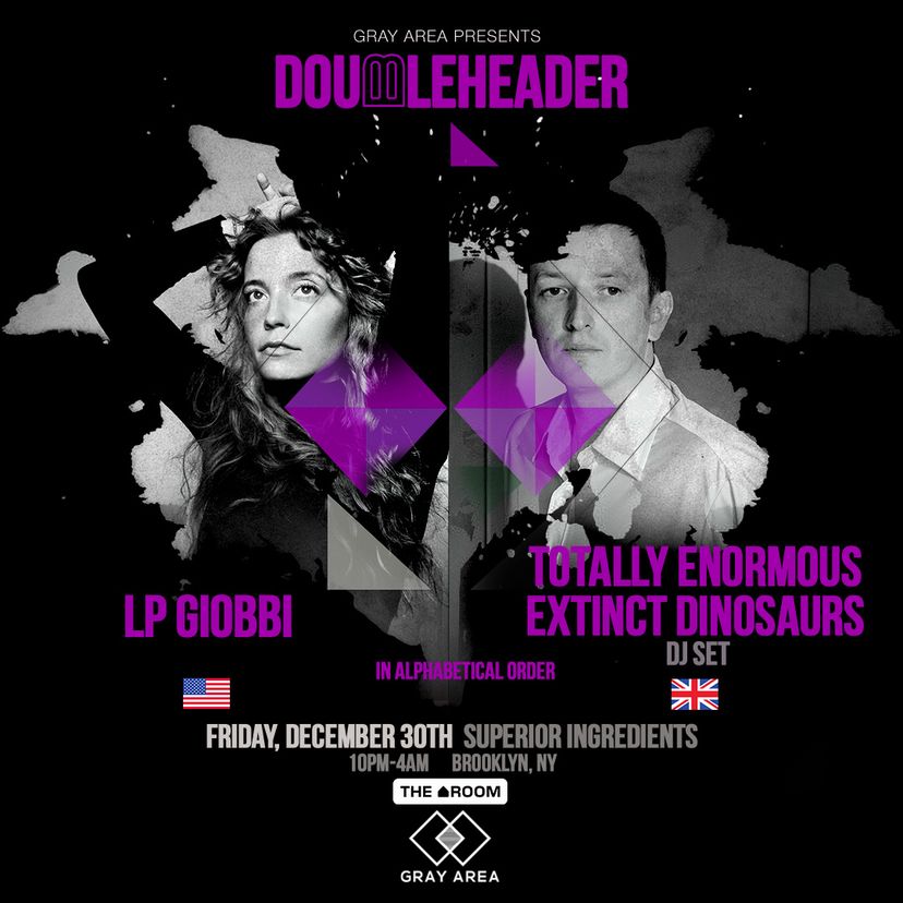 Doubleheader: LP Giobbi & Totally Enormous Extinct Dinosaurs event artwork