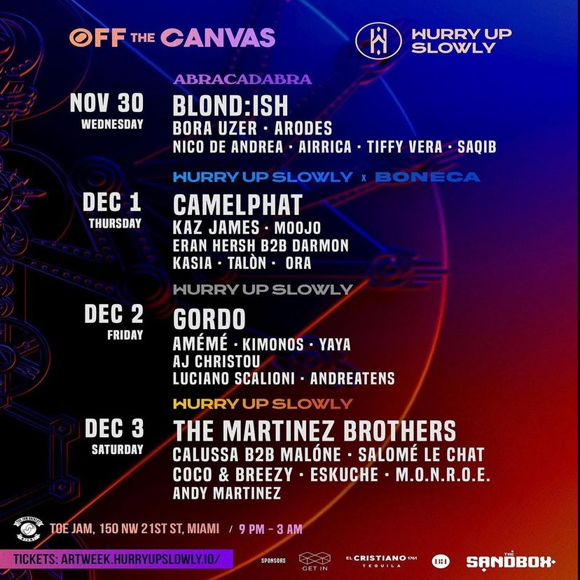 Hurry Up Slowly Presents Off The Canvas - Basel Miami event artwork