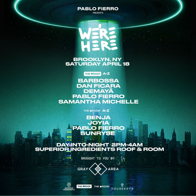 Pablo Fierro presents WE'RE HERE: Day-Into-Night Marathon event artwork