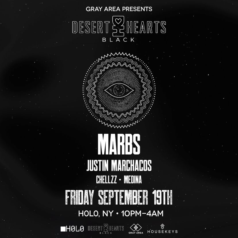 Desert Hearts Black w/ Marbs w. Justin Marchacos event artwork