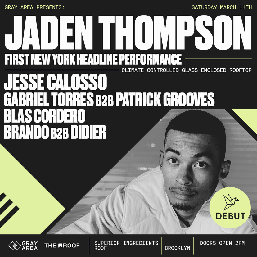 Debut: Jaden Thompson First New York Headline Performance event artwork