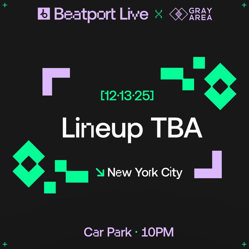 Beatport LIVE x NYC x Gray Area event artwork