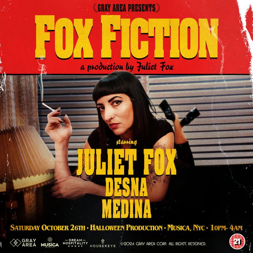 Fox Fiction: A Production by Juliet Fox w. Desna & Medina event artwork