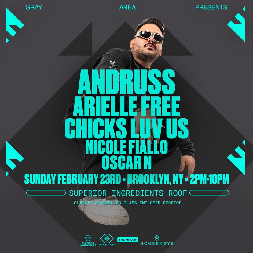 Andruss w. Arielle Free, Chicks Luv Us & Guests event artwork