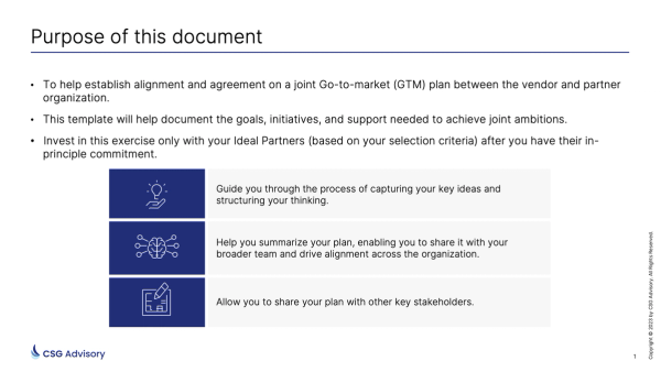 GTM Plan-on-a-Page at CSG Advisory