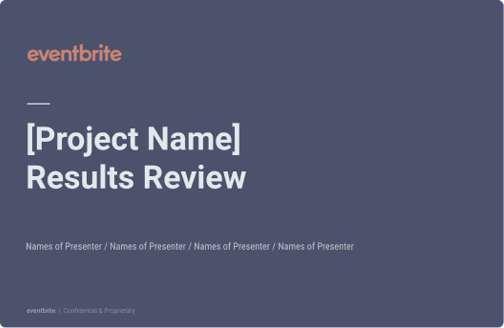 Image of Results review presentation template from Eventbrite