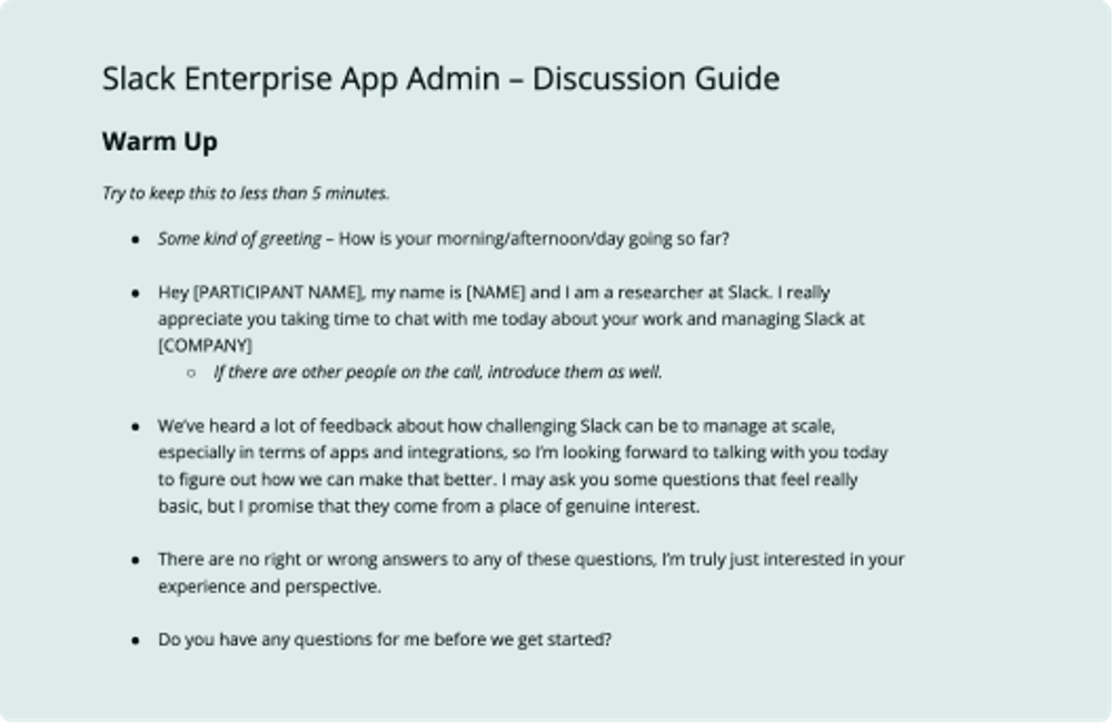 Image of Enterprise App Management Research - Discussion Guide at Slack