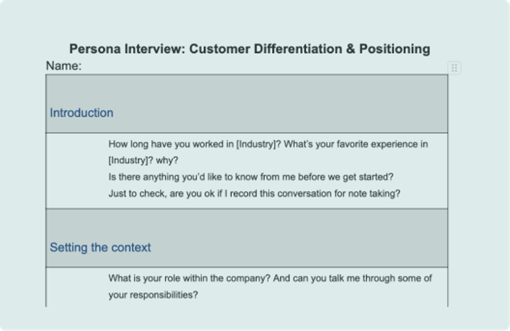 Image of Persona Interview for Differentiation and Positioning from Div Manickam