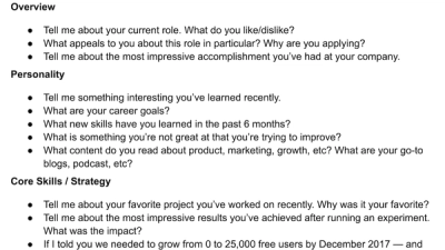 Reverse Interviewing Question Bank
