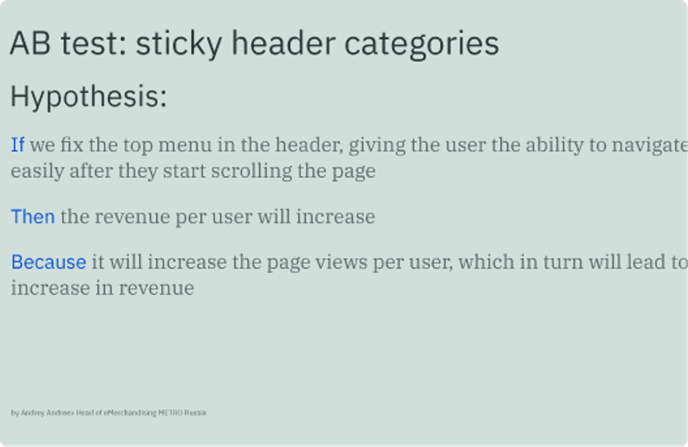 Image of Sticky header A/B test hypothesis