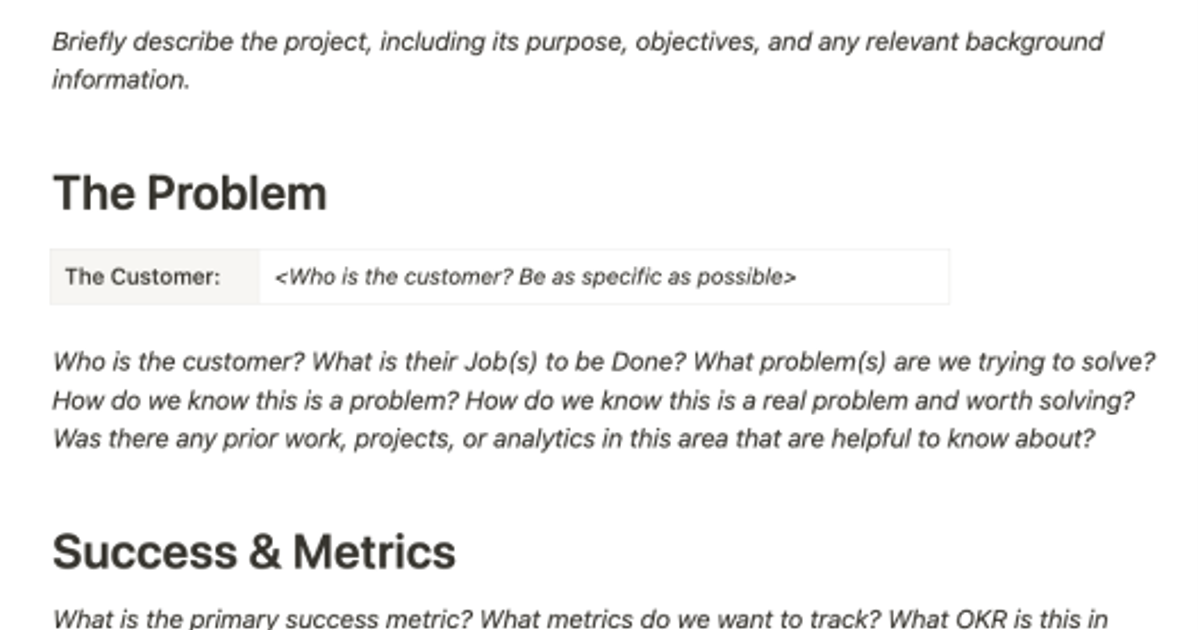 Feature spec template at Linktree