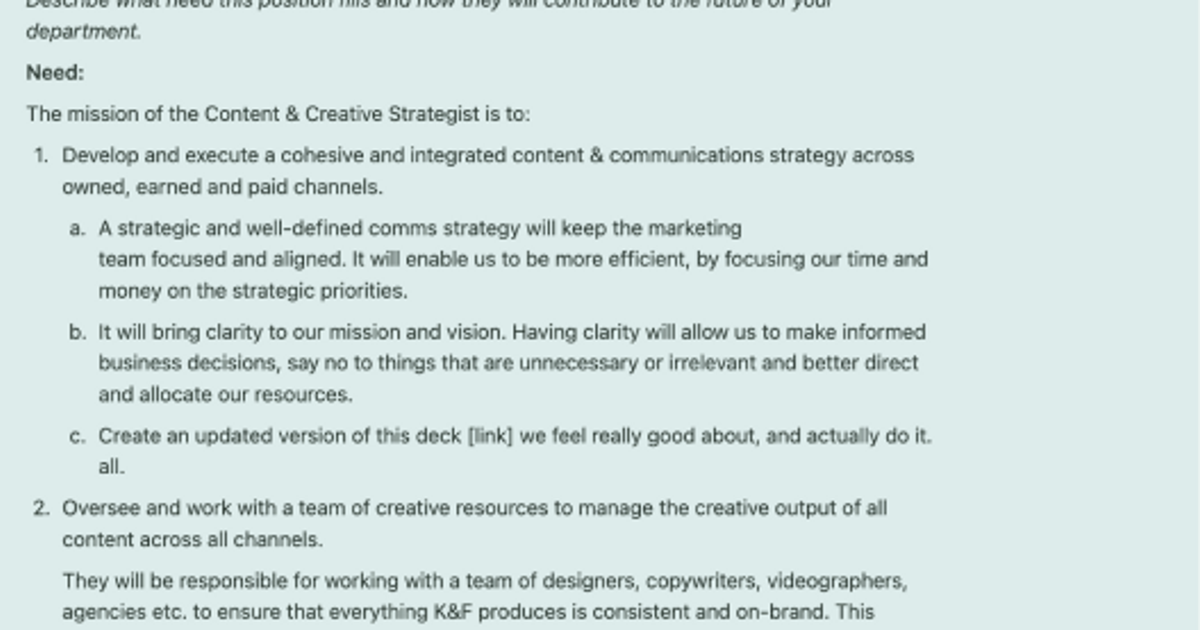 Senior Content and Creative Strategist Job Profile at Kettle and Fire