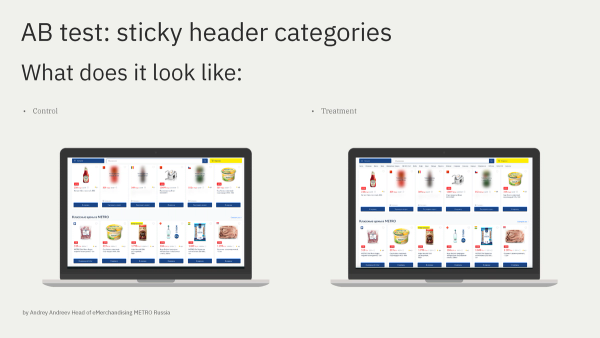 Activity Test Header Layout Sticky header A/B test hypothesis