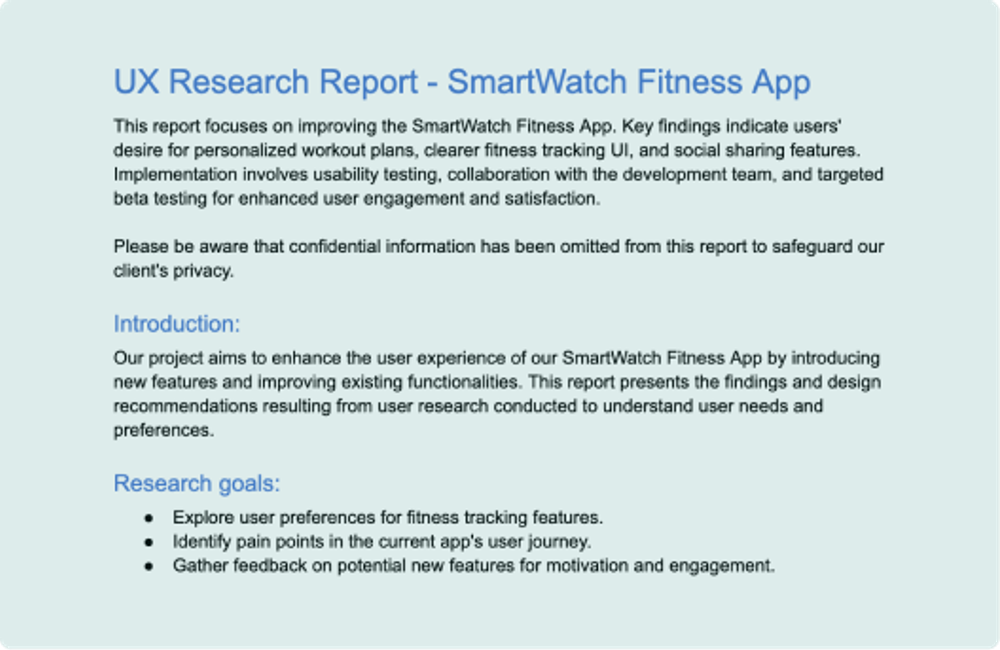 Image of UX Research Report - SmartWatch Fitness App