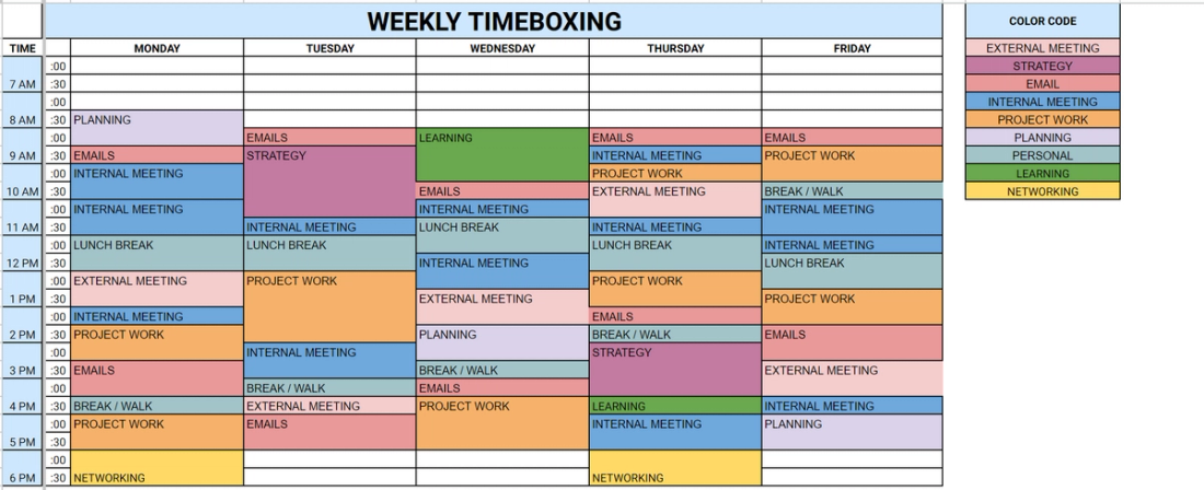 Timeboxing Template by Crystal Proenza