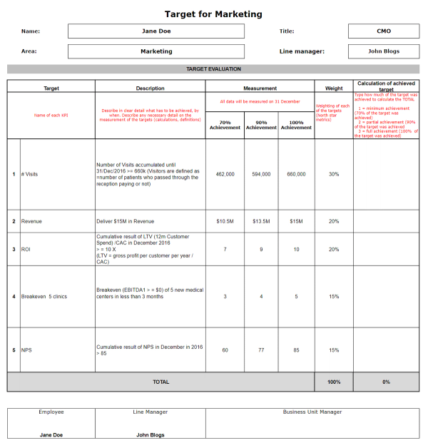 Annual Evaluation of Team Member Performance Against Targets at dr.consulta