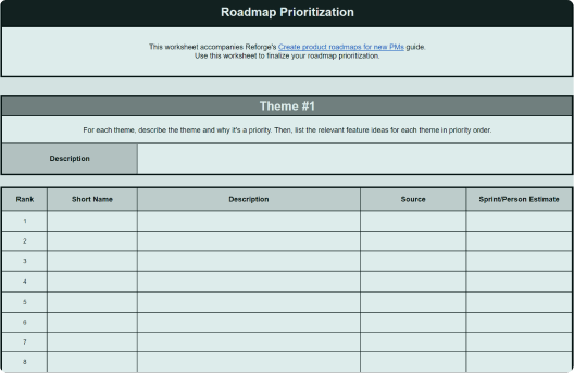 Prioritization framework and worksheet