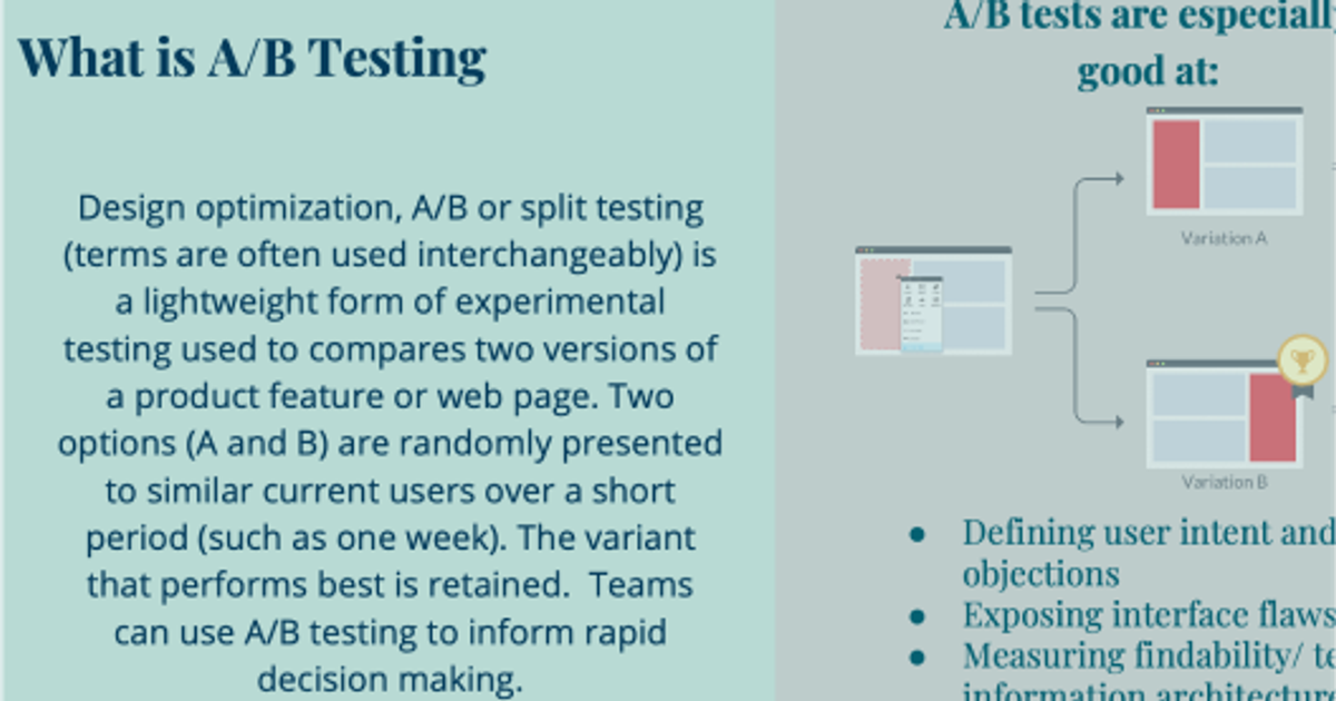 A/B testing training deck at Pearson
