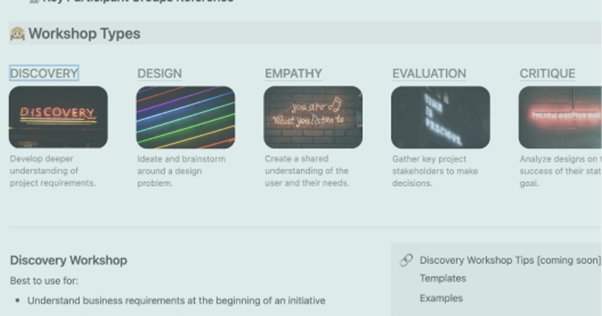 Design Workshop Playbook at Reforge