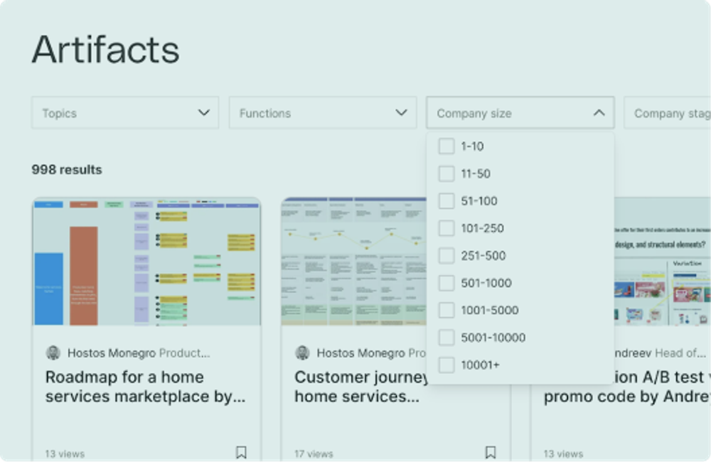 Image of Product flow for filtered search results at Reforge