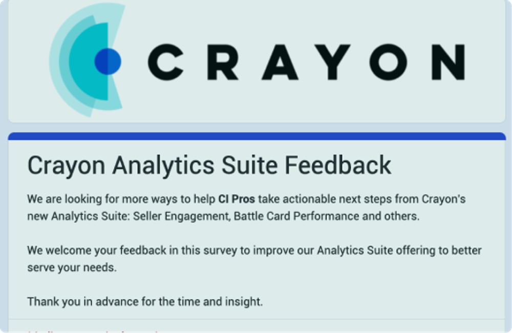 Image of Analytics Suite user survey at Crayon