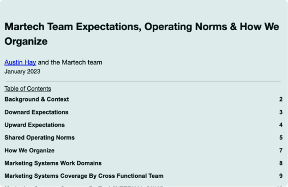 Breakdown of B2B MarTech at Notion