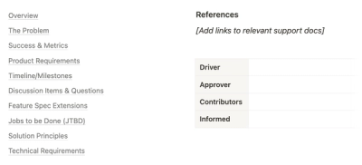 Feature spec template at Linktree