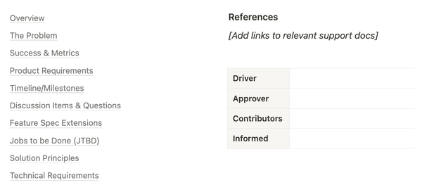 Feature spec template at Linktree