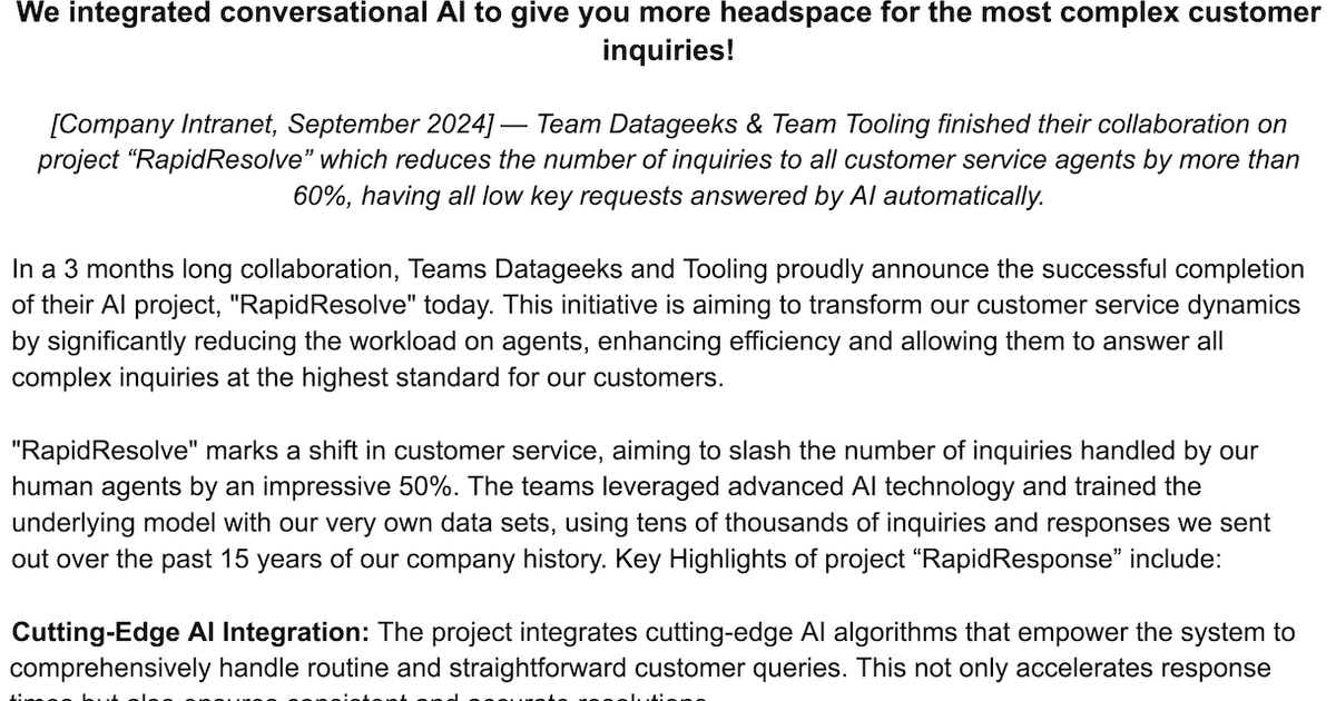 PR/FAQ for an internal tool