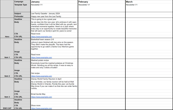 Newsletter copy template at Calm
