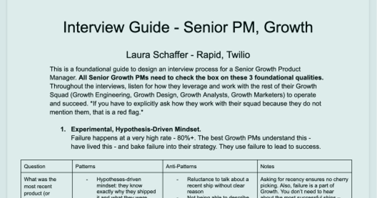 Interview guide for Senior PM, Growth at Rapid