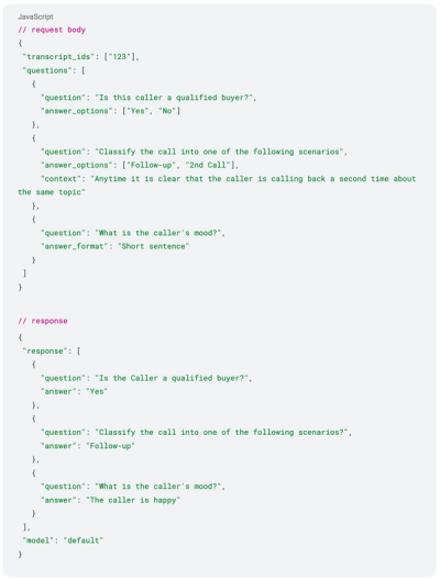 AI model API schema for user testing and validation at AssemblyAI