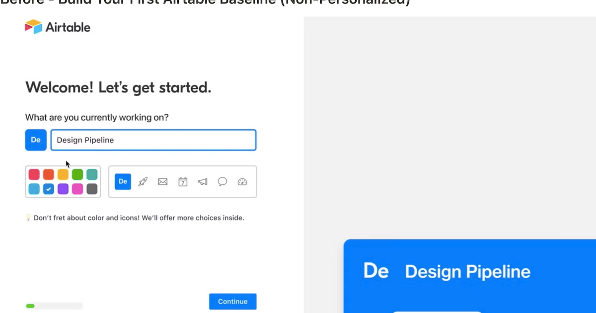 Onboarding experiment result for personalization at Airtable