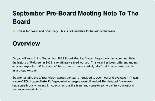 Board Notes Examples Board Update Templates and Examples - Reforge