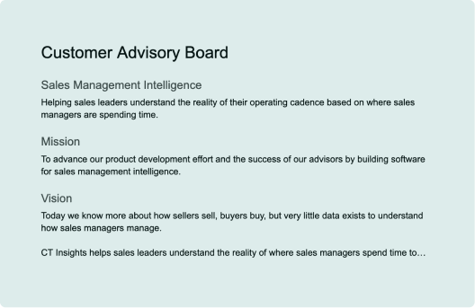Customer Advisory Board Meetup Notes at CommercialTribe