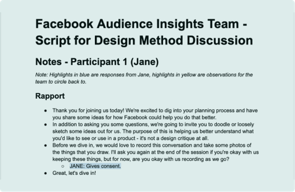 Image of Audience Insights Script at Facebook