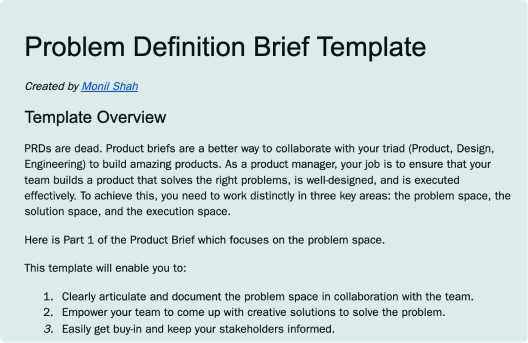 Product Brief Templates and Examples - Reforge