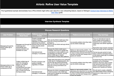 Refine user value template: Airbnb example