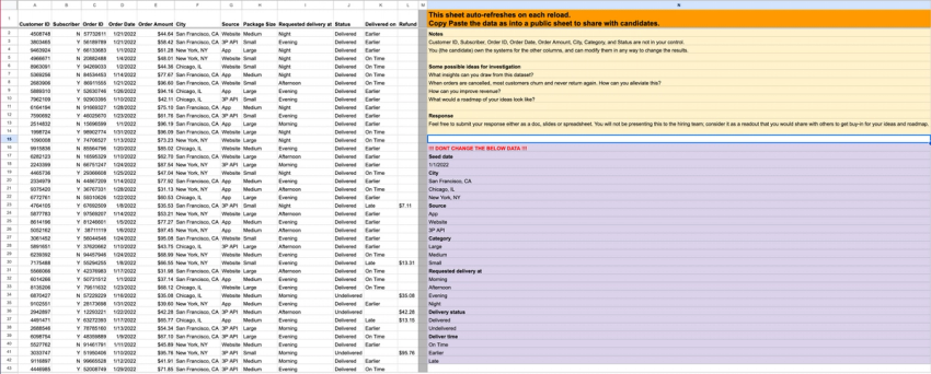 Dataset Generator for a Delivery Company Analytics Case