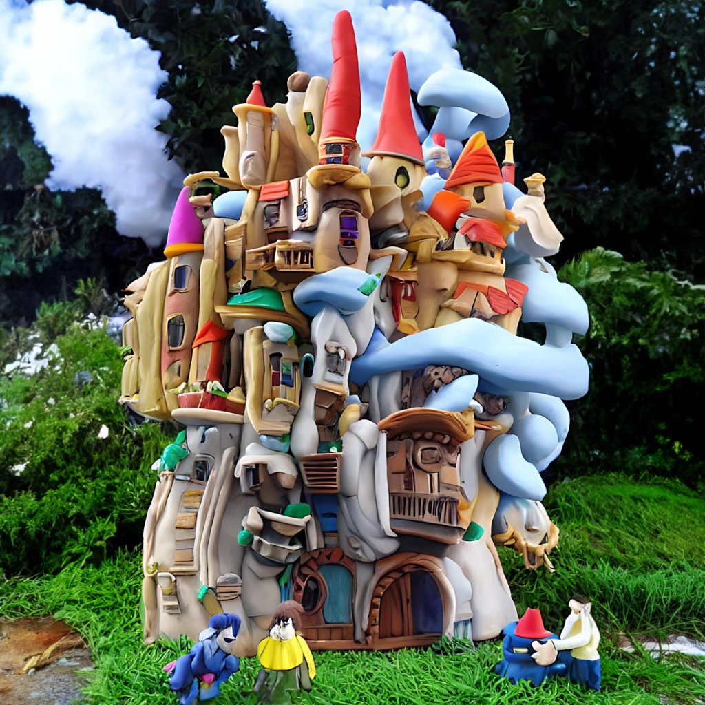 Walking Howl's Moving Castle made of clay, 3d, three-dimensional, realistic, claymation style, centered composition, play-doh, clay art