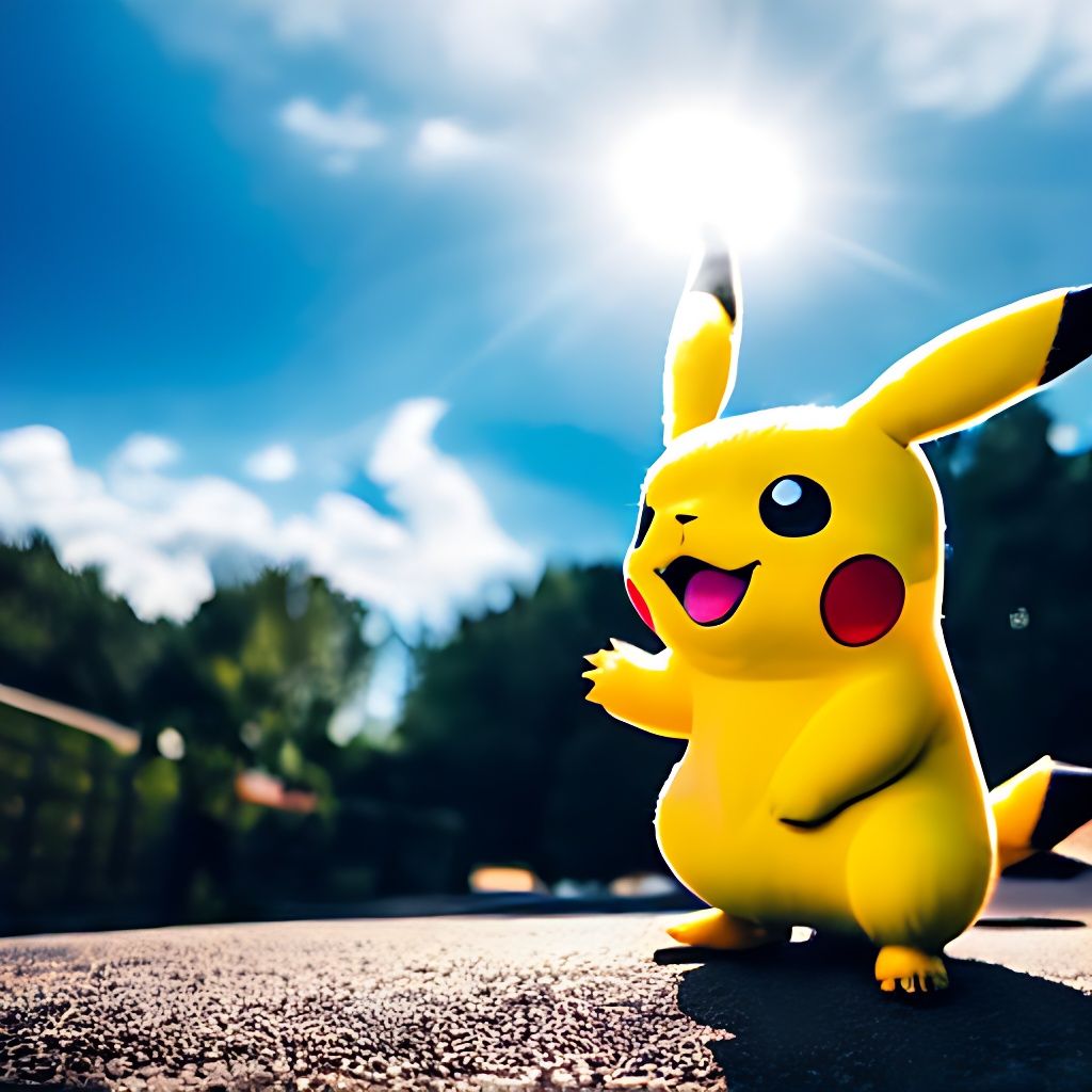 pikachu from pokemon in award winning photography style, Photorealistic, high-resolution, dynamic composition, engaging lighting, realistic textures, authenticity, storytelling, photography, bokeh, lens flare, depth of field