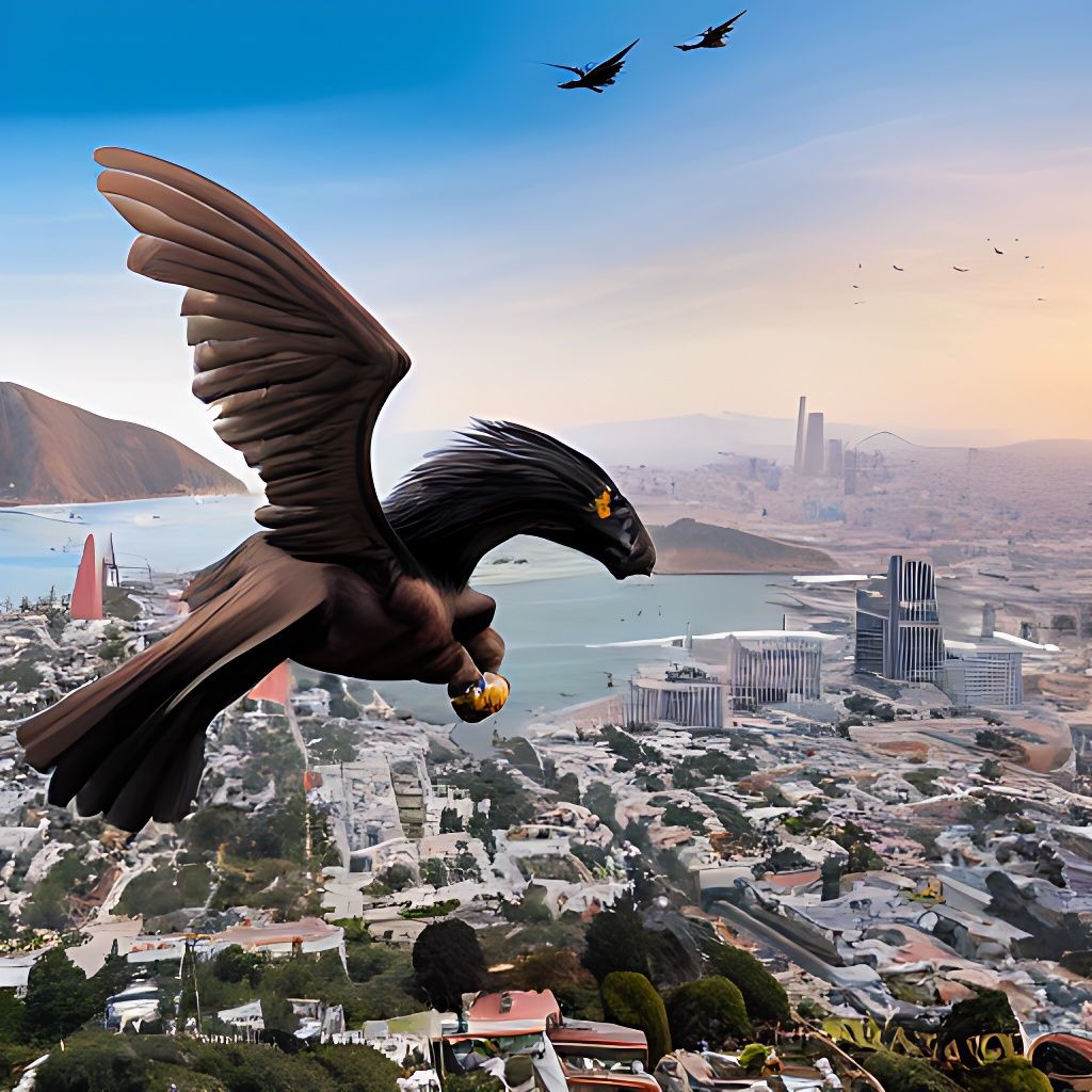 concept art of a dragon flying over san francisco, matte painting. digital artwork, illustrative, painterly, highly detailed, cinematic composition