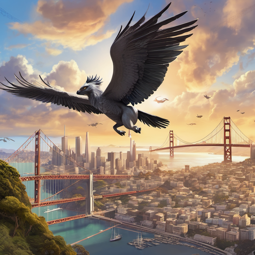 concept art of a dragon flying over san francisco, matte painting. digital artwork, illustrative, painterly, highly detailed, cinematic composition