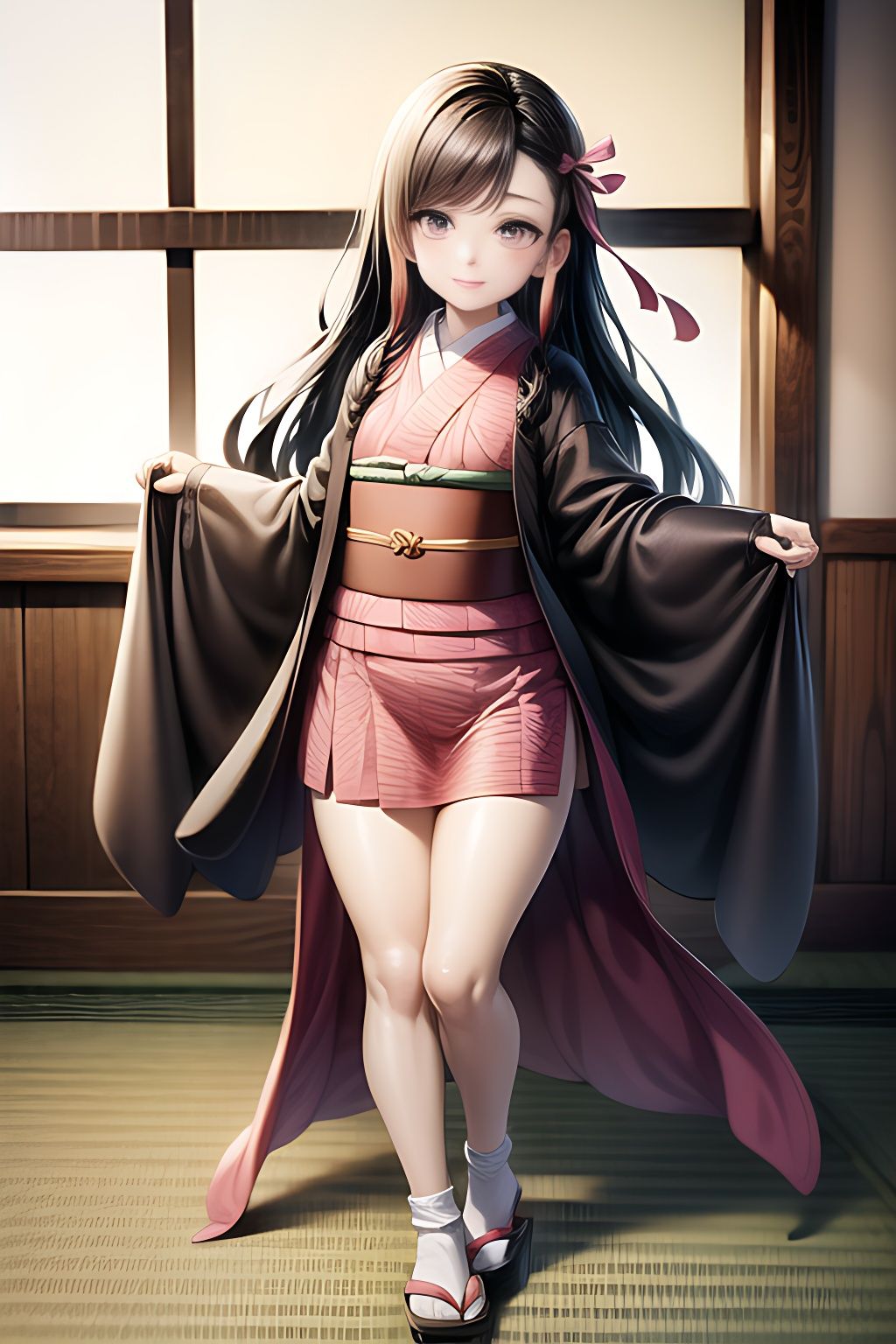 an anime kimono girl standing up 