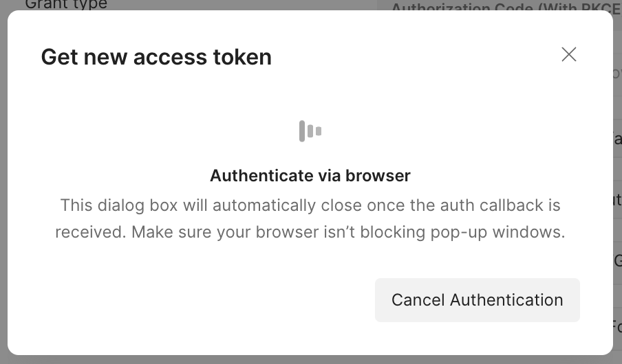 Get new access token modal