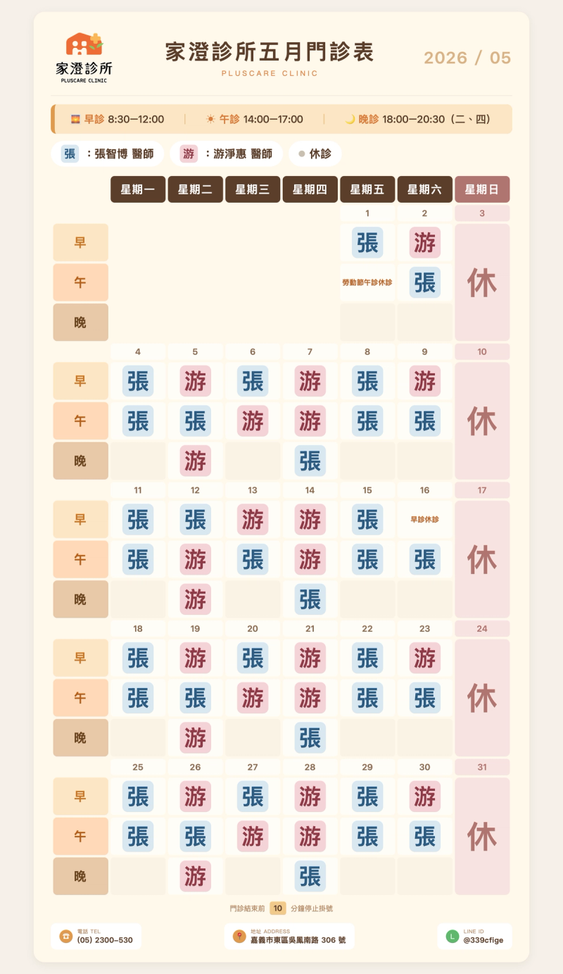 2026年5月份醫師門診表