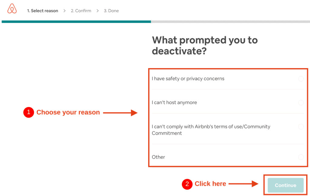 how to deactivate your Airbnb account