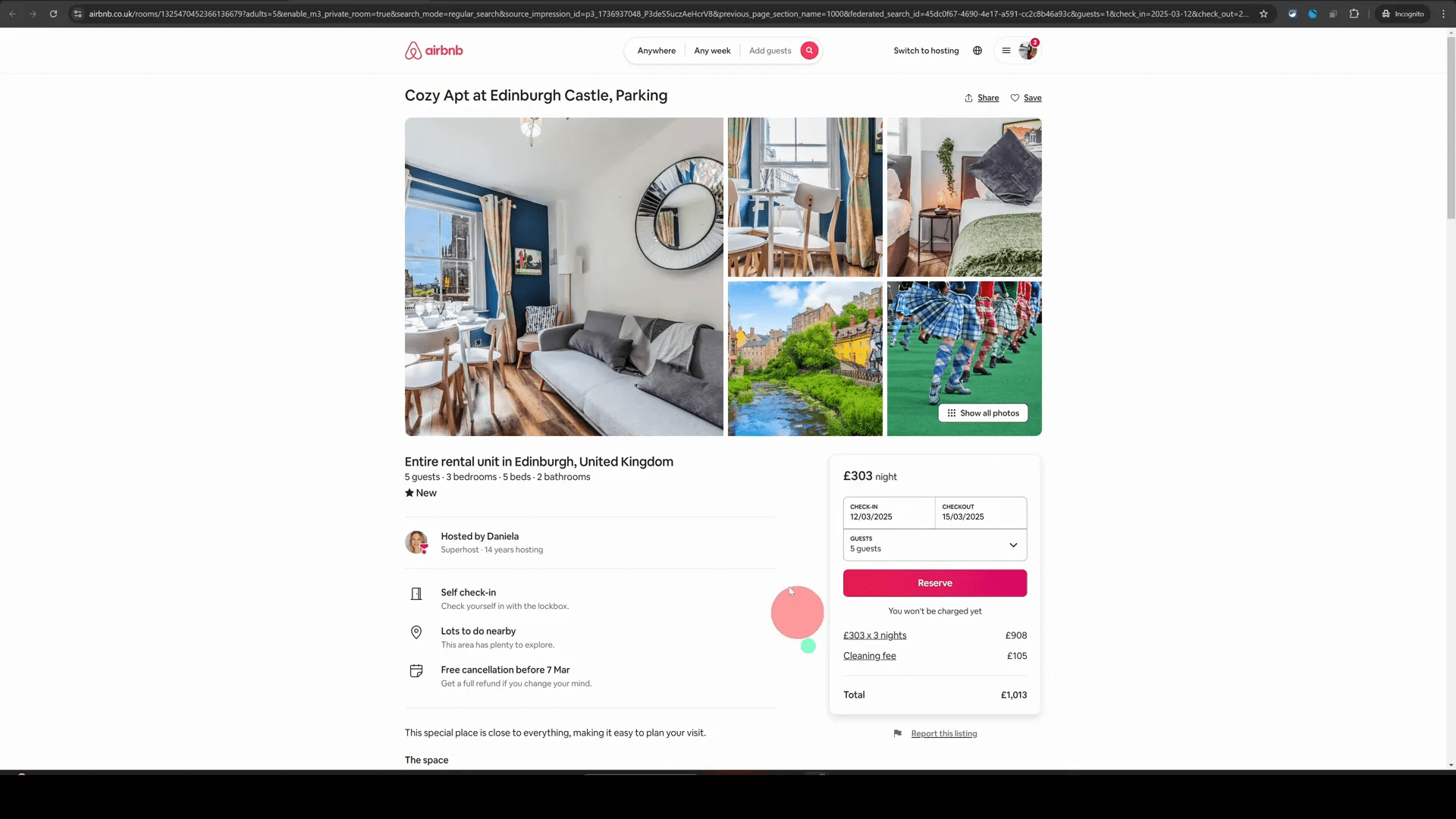 Price comparison of different Airbnb listings