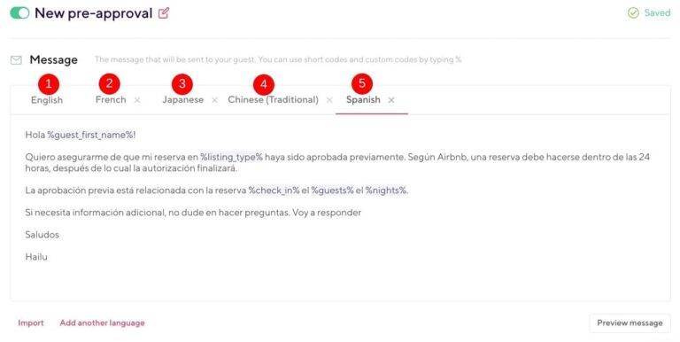 Multilingual AIrbnb messages