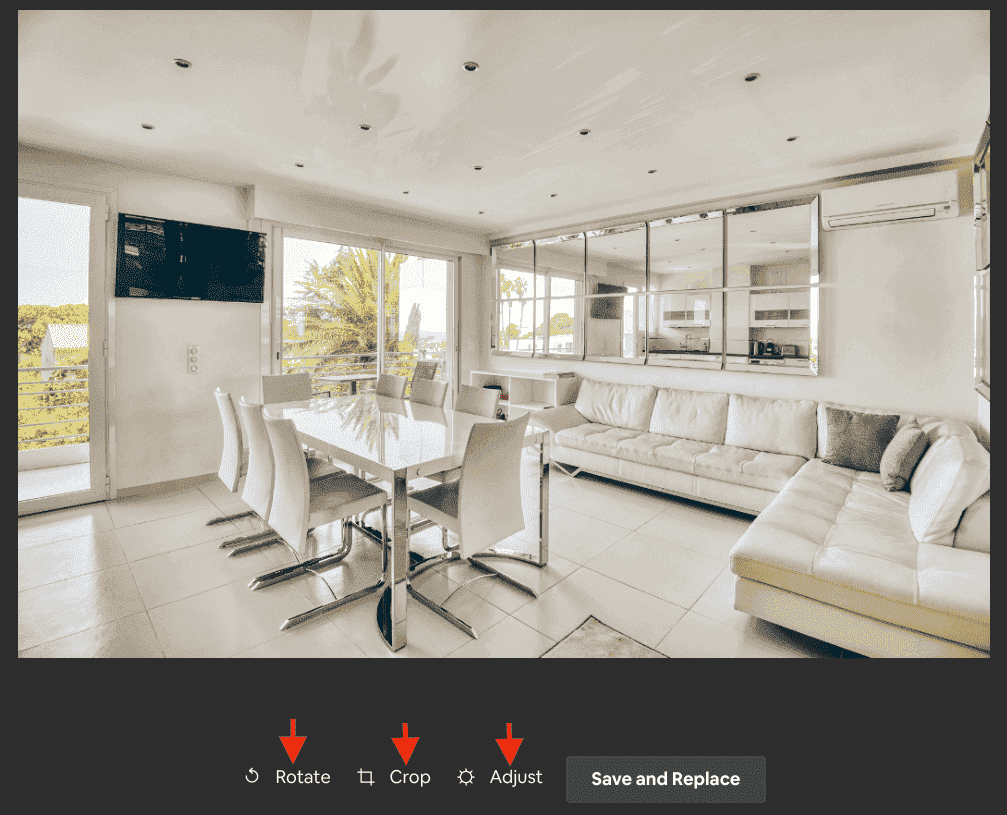 Photo Edit Options on Airbnb